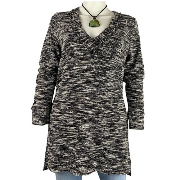 14th & UNION Black & White V-Neck Knit Tunic Top M - Picture 1 of 11